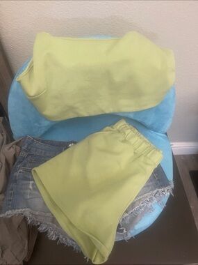 Lime Green Two-Piece Waistband Skirt Set